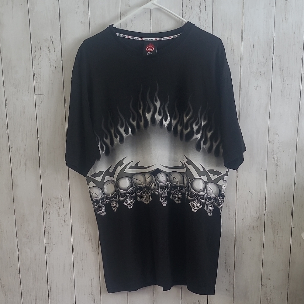 Vintage JNCO Black Skull Graphic T-Shirt Size XL